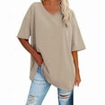 thumbnail image 2 of XIAONU Men's Curved Hem Linen Blend T-Shirt Regular Fit Elbow Sleeve V Neck Pullover Tee Breathable Minimalist Everyday Tops, 2 of 3