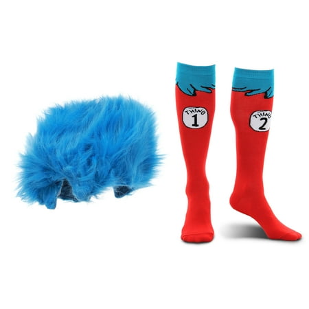 elope Dr. Seuss Thing 1&2 Plush Wig and Costume Socks Kids Kit