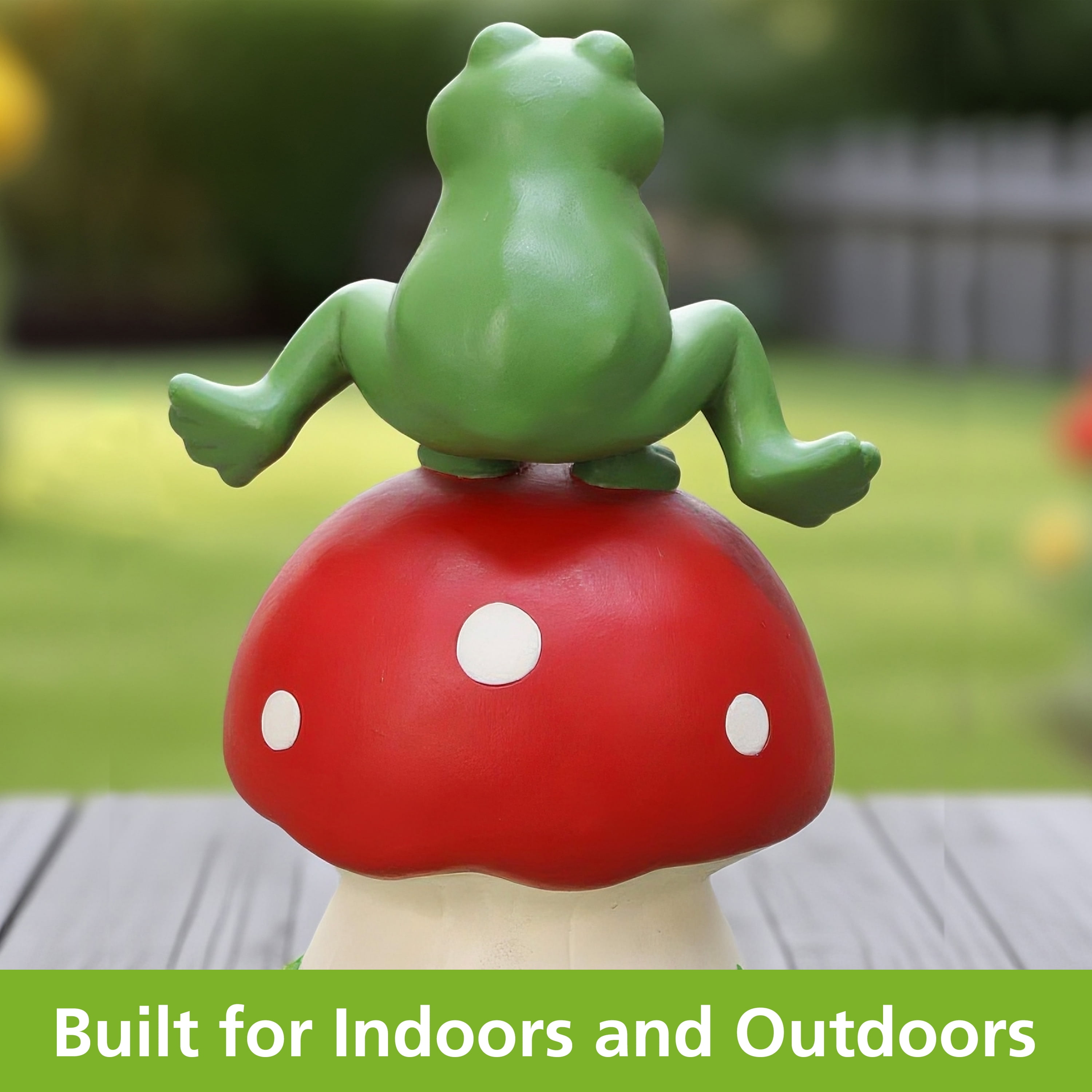 Mainstays Outdoor Leaping Frog Statue with Red Toadstool, 6.63 in L x 5 in W x 10.5 in H