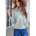 thumbnail image 4 of ABPHQTO Camisa de Mujer Celeste Manga Larga Abotonada con Bolsillo, 4 of 5