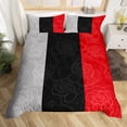 thumbnail image 2 of Erosebridal Housse de Couette Imprimé Rose Très Grand, Housse de Couette Noir Rouge Gris Très Grand, Déco Chic à Rayures Géométriques, Réversible (Sans Couette), 2 of 7