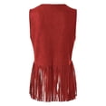 thumbnail image 7 of Womens Vintage Western Fringe Vest Tops Classic Suede Leather 70s Cowboy Shirt Sleeveless Tassels Cardigan Jackets Hippie Party Boho Western Jacket Womens Coats Shawl Red M, 7 of 7