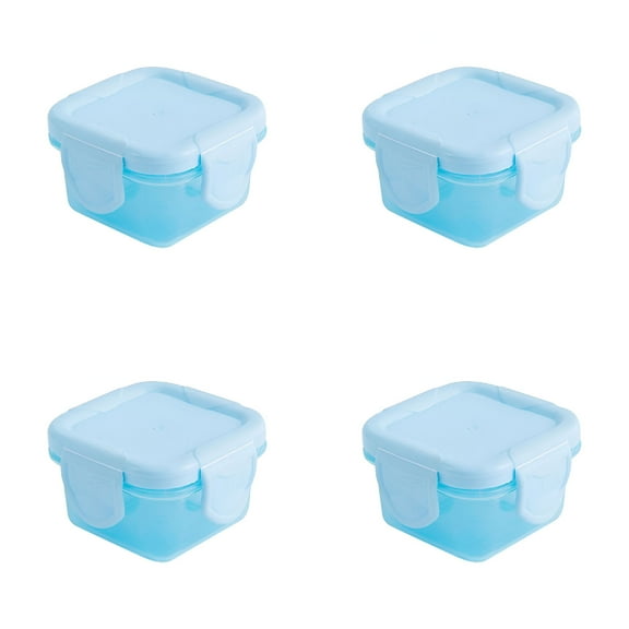 BPPEG 4PCS Plastic Containers with Lids,4 oz Small Food Storage Containers with Clamping,Colorful Meal Prep Container Reusable,Square Freezer Storage Jar Sauce Condiment Cup Container