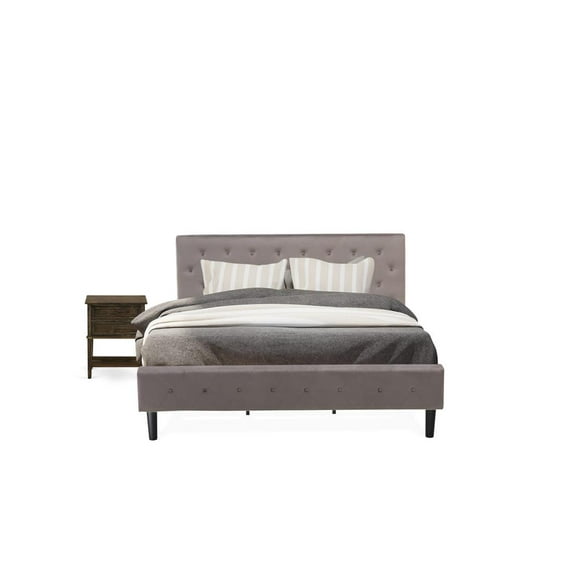 East West Furniture Nolan 2-Piece Wood King Bedroom Set in Jacobean/Taupe Brown