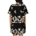 thumbnail image 3 of Picia Japanese White Crane Pajamas Sets for Women Soft Short-Sleeved Pjs with Lounge Shorts Two Piece Sleepwear-Medium, 3 of 9