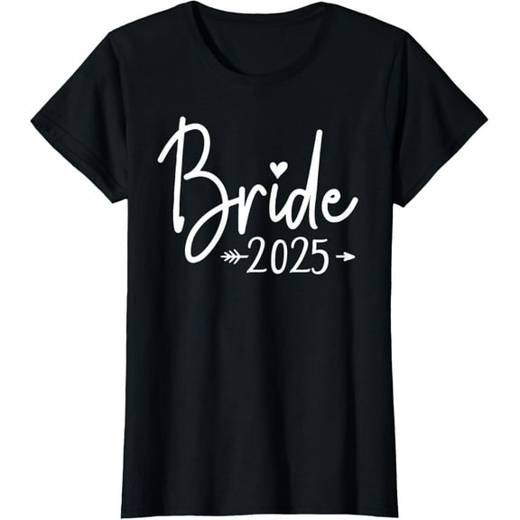 Bride Est 2025 Married Wedding Bridal Party Bachelorette T-ShirtMen and women, Black T-shirt, size: Extra large