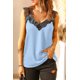 thumbnail image 2 of ABPHQTO Camiseta sin mangas con tirantes finos en contraste de encaje azul cielo para mujer, 2 of 5