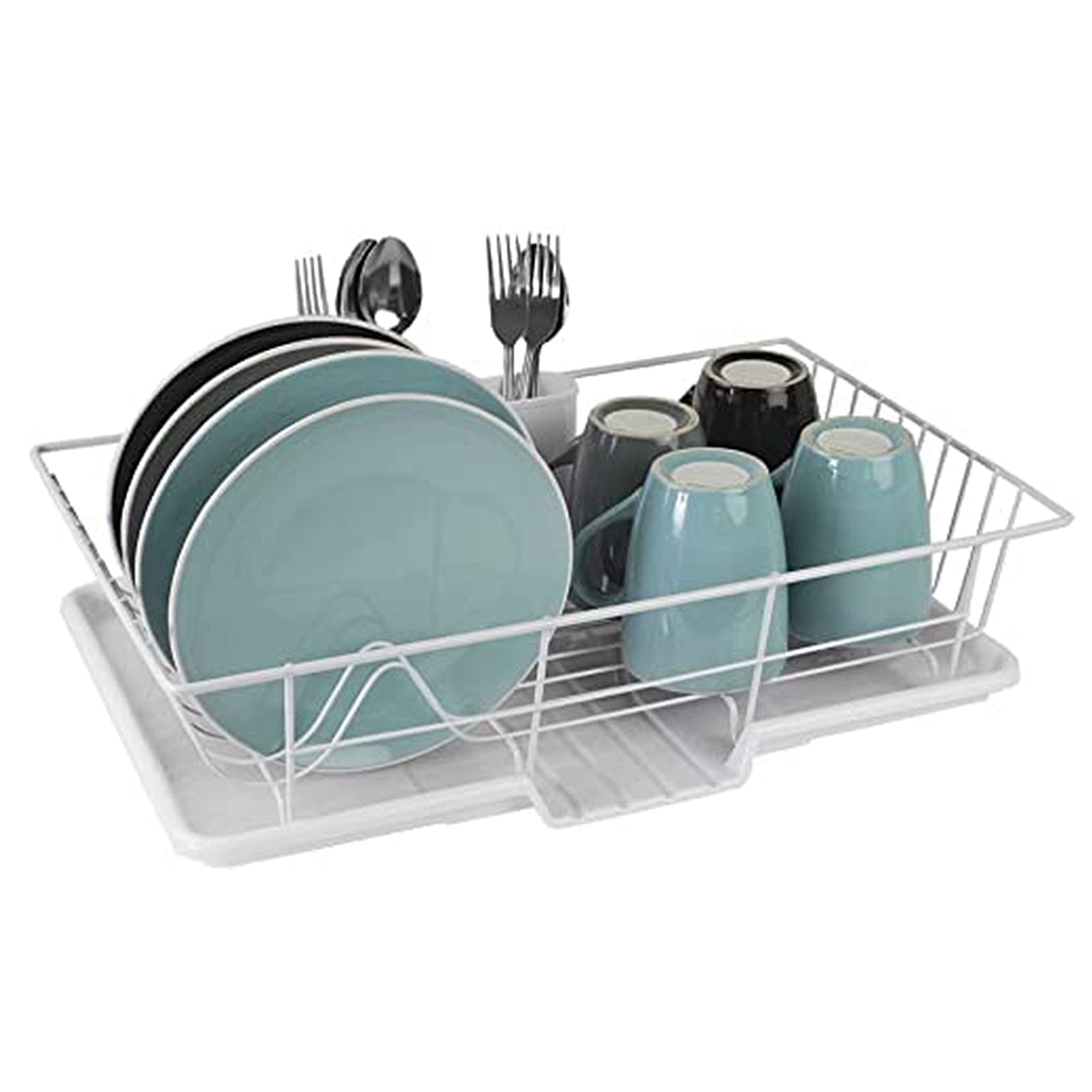 Joey’z 3-Pc Extra Large Dish Drying Rack with Drainboard and Utensil Holder  Set, Red