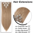 thumbnail image 3 of MY-LADY 23Inch 8PCS Clip in Synthetic Hair Extensions Full Head Long Straight Clip Hairpiece for Women Girls Light Chestnut Brown Black, 3 of 8
