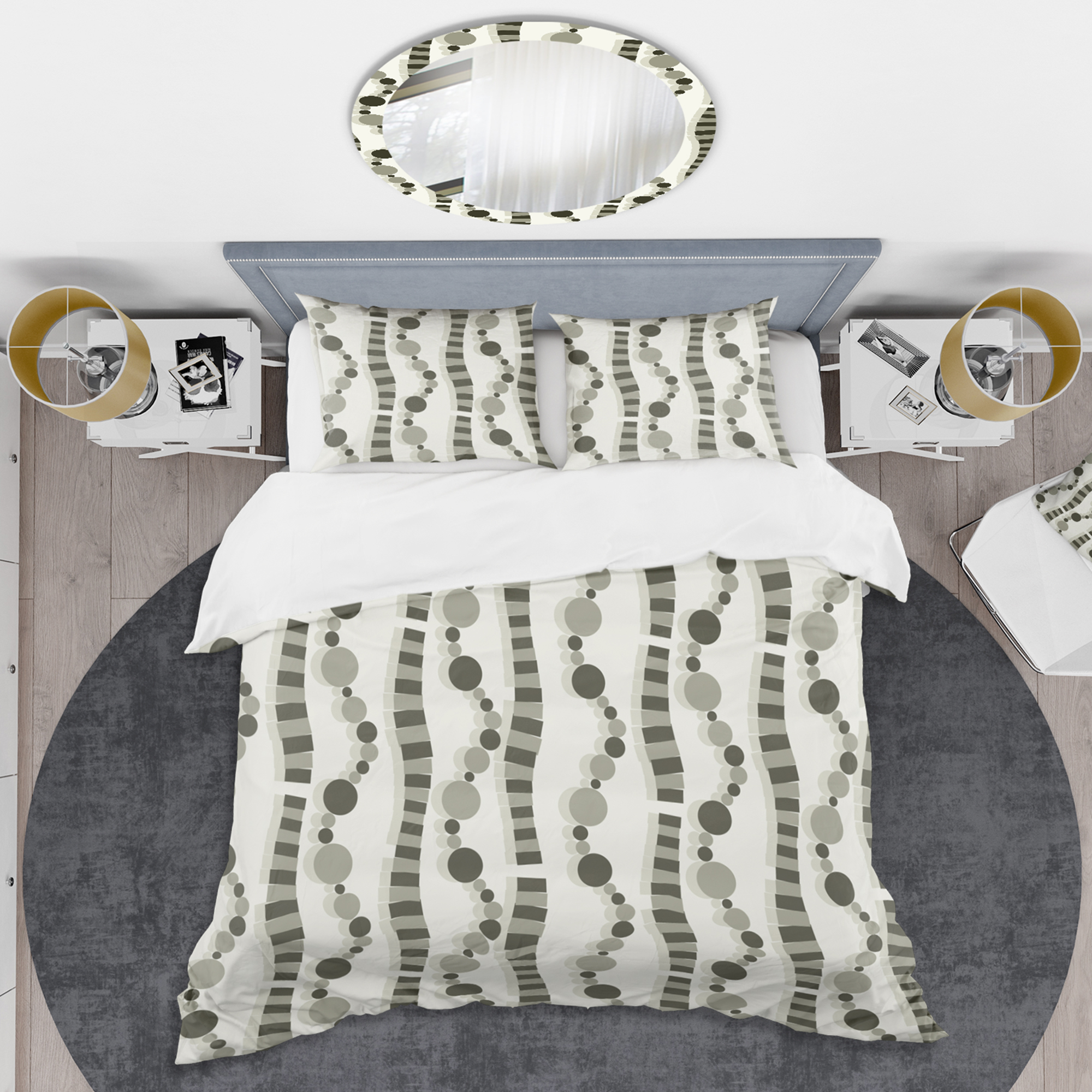 Designart 'Monochrome Geometric Pattern VI' Mid-Century Modern Duvet Cover Set