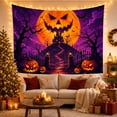 thumbnail image 3 of Haunted House on Hill with Pumpkins, Spooky Gothic for Goth Fans, Digital Art Wall Decor, Halloween Gift, Tapestry Wall Hanging for Bedroom and Living Room, 3 of 7