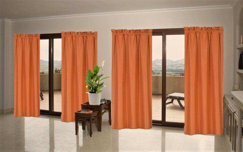 1 Single Panel Solid Foam Lined Blackout Window Curtain Panel Treatment Drape Rod Pocket Size 63' Long R64 orange