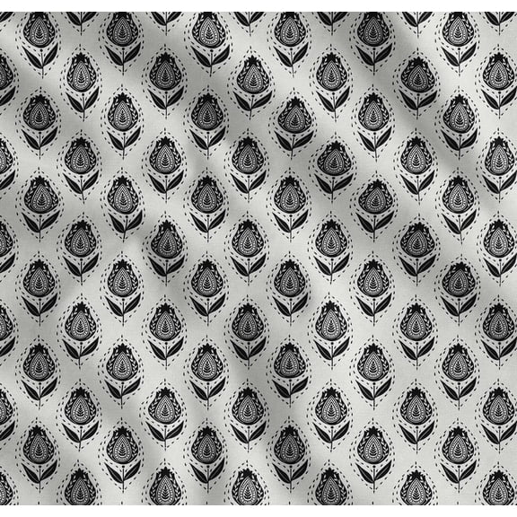Cotton Cambric Fabric by Soimoi - Block Pattern- 56" Wide Soft Breathable Fabric by The Yard for Kurtas, Linings, Blouses, Baby Clothes, Quilting - Black