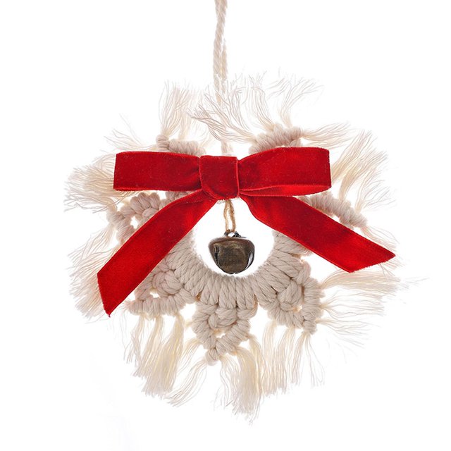 Campanas de Navidad, adorno colgante para árbol, cascabel de metal con lazo rojo