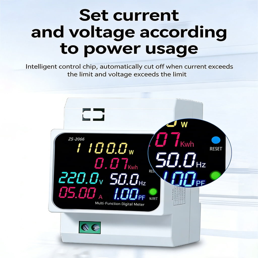 DIN Rails Energy Meter Monitors Multimeter 40-300/250-450V 100A Voltages Current Voltmeter Ammeter Watt