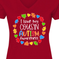 thumbnail image 4 of Inktastic I Love My Cousin Autism Awareness Women's V-Neck T-Shirt, 4 of 5