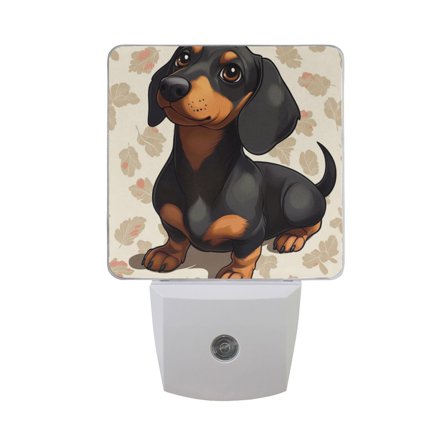 WOBOGO Dachshund Pattern LED Night Light 2 Pcs Set 0.5 Watt Wall Plug in Dusk to Dawn Automatic Switch Soft White Light