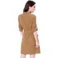 thumbnail image 4 of Vestido camisero Allegra K con cuello y cinturón Safari Caqui S múltiples bolsillos, 4 of 7
