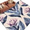 thumbnail image 3 of 8x10 Area Rugs, Blue Pink Purple Floral Non-Skid Rubber Backing Large Rectangle Rugs - Living Room Bedroom Home Office, Blooms Botanical Oil Painting Indoor Floor Mat Carpets Washable Rug, 3 of 9