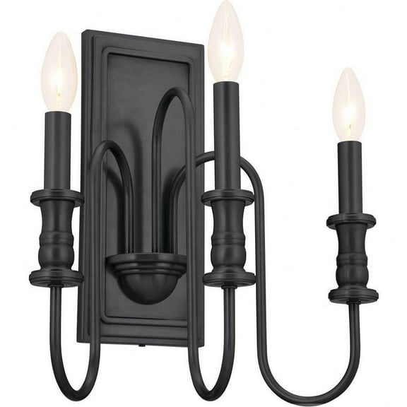 3 Light Wall Sconce in Homestead Style-14.5 inches Tall and 9.5 inches Wide-Black Finish Bailey Street Home 147-Bel-4652843