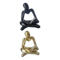 thumbnail image 1 of Estatua de pensador abstracto moderno, adorno de escritorio de resina, figura humana creativa dorado y negro, 1 of 9