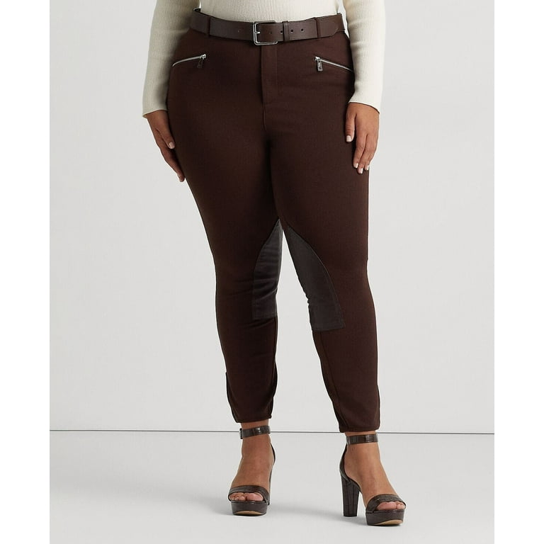Lauren Ralph Lauren Women's Plus Size Faux-Leather Pants Circuit Brown 2X  B4HP 