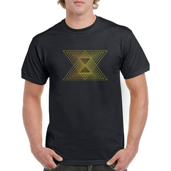Two triangles in loop pattern Men Black T-Shirt, Male XX-Large