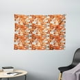 thumbnail image 1 of Orange Tapestry, Cute Old Fashioned Doodle Flora Abstract Blooming Meadow in Summer Theme, Wall Hanging for Bedroom Living Room Dorm Decor, 60W X 40L Inches, Sky Blue Orange Brown, by Ambesonne, 1 of 2