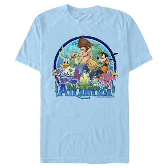 Men's Kingdom Hearts 1 Mermen Friends From Atlantica  T-Shirt - Light Blue - 3X Large