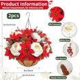 thumbnail image 2 of 2 Pcs Christmas Hanging Baskets for Outdoors, Artificial Poinsettia Flowers with Rose UV Resistant Winter Hanging Baskets for Front Door, Patio, Garden, Outdoor Christmas Porch Decorations, 2 of 7