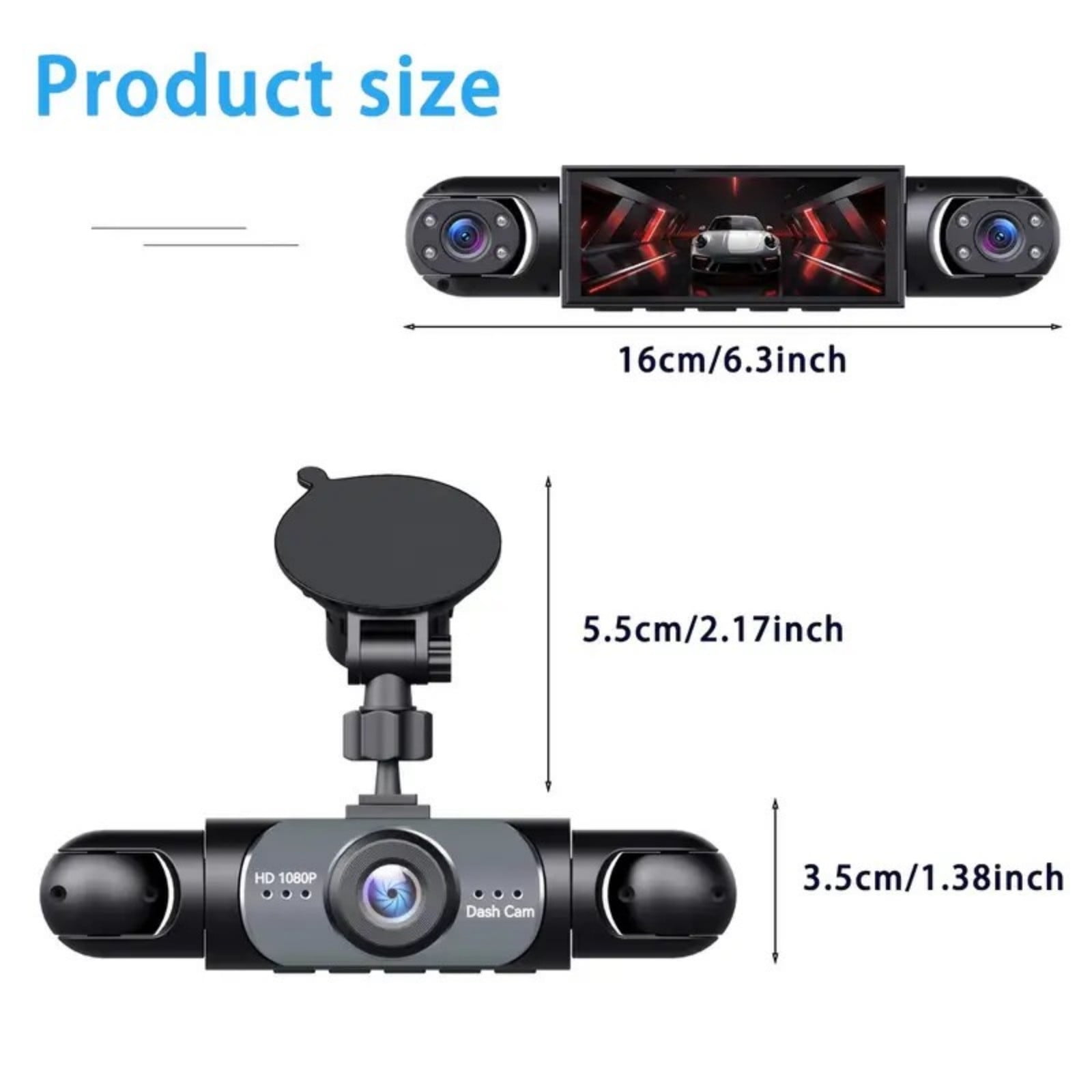 Kchsji Full View Car Dashcam 360° 4-Channel 1080P Full HD Recording Infrared Night Vision G-Sensor Loop Recording Plug-In Power For Vehicles Taxi Fleet Family Driving Safety Protection