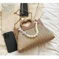 thumbnail image 5 of Kukuzhu Straw Tote Bag for Women Mini Pearl Handbag Purses Summer Woven Crossbody Shoulder Bag Straw Beach Bag with Heart Handle, 5 of 7