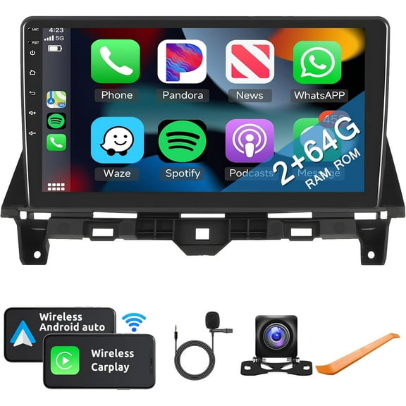 2G 64G Car Stereo Radio for Honda Accord 8th 2008-2013 with Wireless Carplay Android Auto, 10.1 inch Touch Screen Head Unit, Android 13/HiFi Audio/GPS Navi/WiFi/Bluetooth/SWC/HD Backup Camera