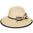 thumbnail image 2 of Panama Woven Straw Hat with Two Tone Bow and Straight Brim, 2 of 7