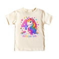 thumbnail image 4 of 4th Birthday Unicorn Shirt for Girls Rainbow Horse Party Theme Four Year Old Graphic Tee Natural Shirt 4T, 4 of 5