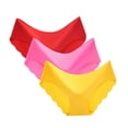 thumbnail image 1 of WZXFASHION 3PC Women's Sexy Non-Trace Ice Silk Breathable Midwaist Solid Color Underwear Intimates F L, 1 of 5