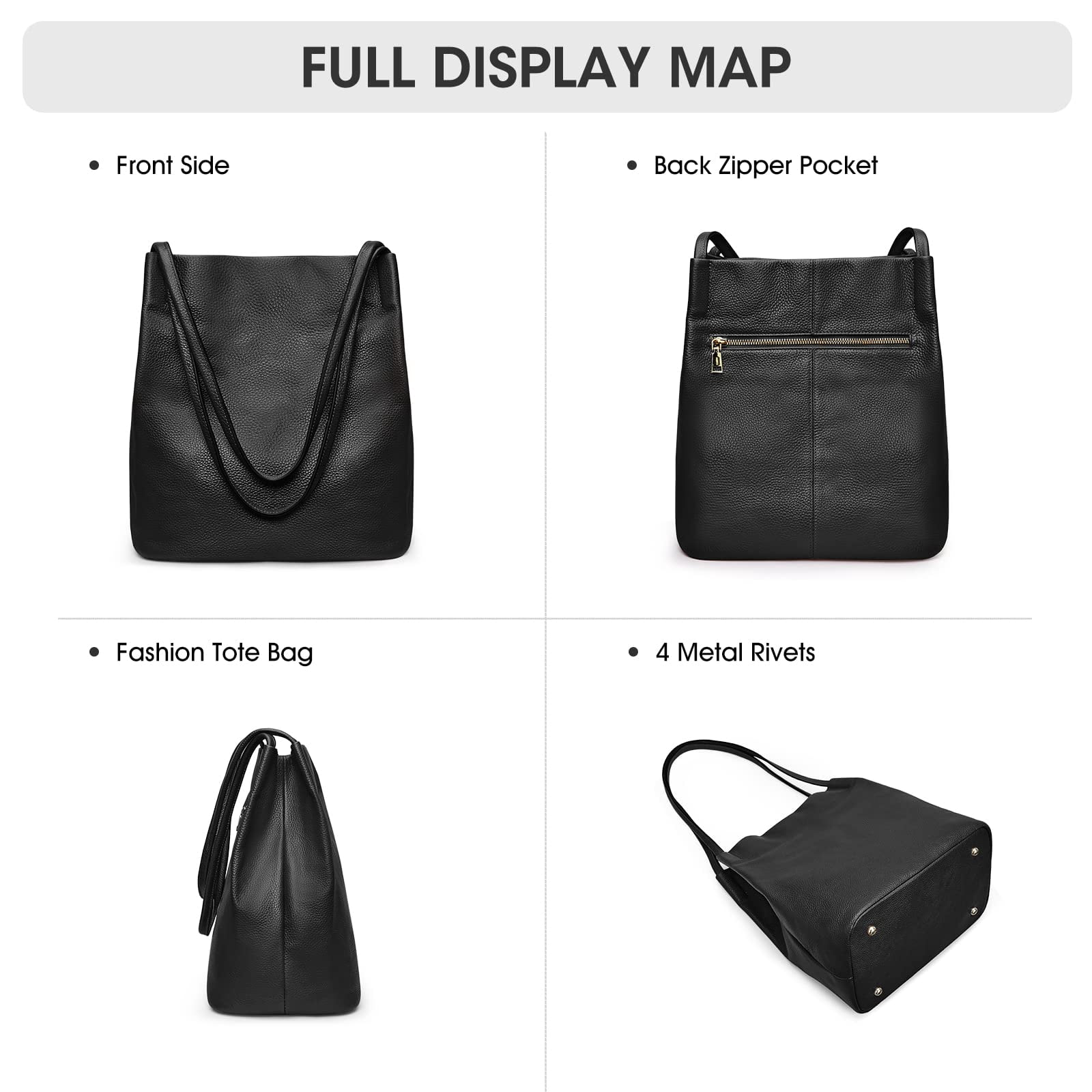 Kattee Women Soft Genuine Leather Totes Shoulder Bag Purses and Handbags with Top Magnetic Snap Closure