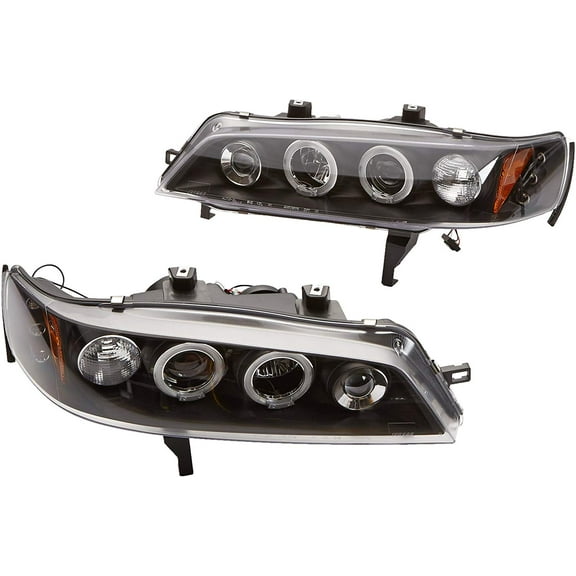 Dual LED Halo Projector Headlight In Black Housing Clear Lens Made For And Compatible With 1994 - 1997 Honda Accord 94 95 96 97