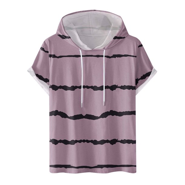 Pantalones Cortos Casuales para Hombre Impresión Digital Pullover Camiseta con Capucha Deportiva de Fitness, Blusa de Cuello Redondo de Poliéster para Al Aire Libre, Diaria Y Toda la Temporada