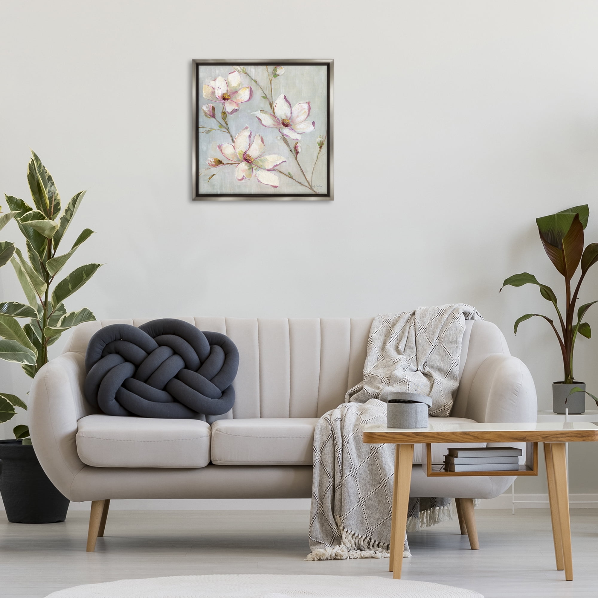 Stupell Industries Traditional Apple Blossoms Botanical & Floral Painting Gray Floater Framed Art Print Wall Art, 25 x 25
