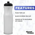 thumbnail image 3 of 10 Plastic Water Bottles Set, 26 oz. - Black Push Top Lid - White, 3 of 5