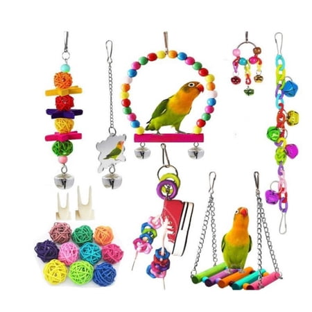 Image result for Bird Toys, 19 Pieces Wood Feet Perches, Swings, Ladders, Climbing ...