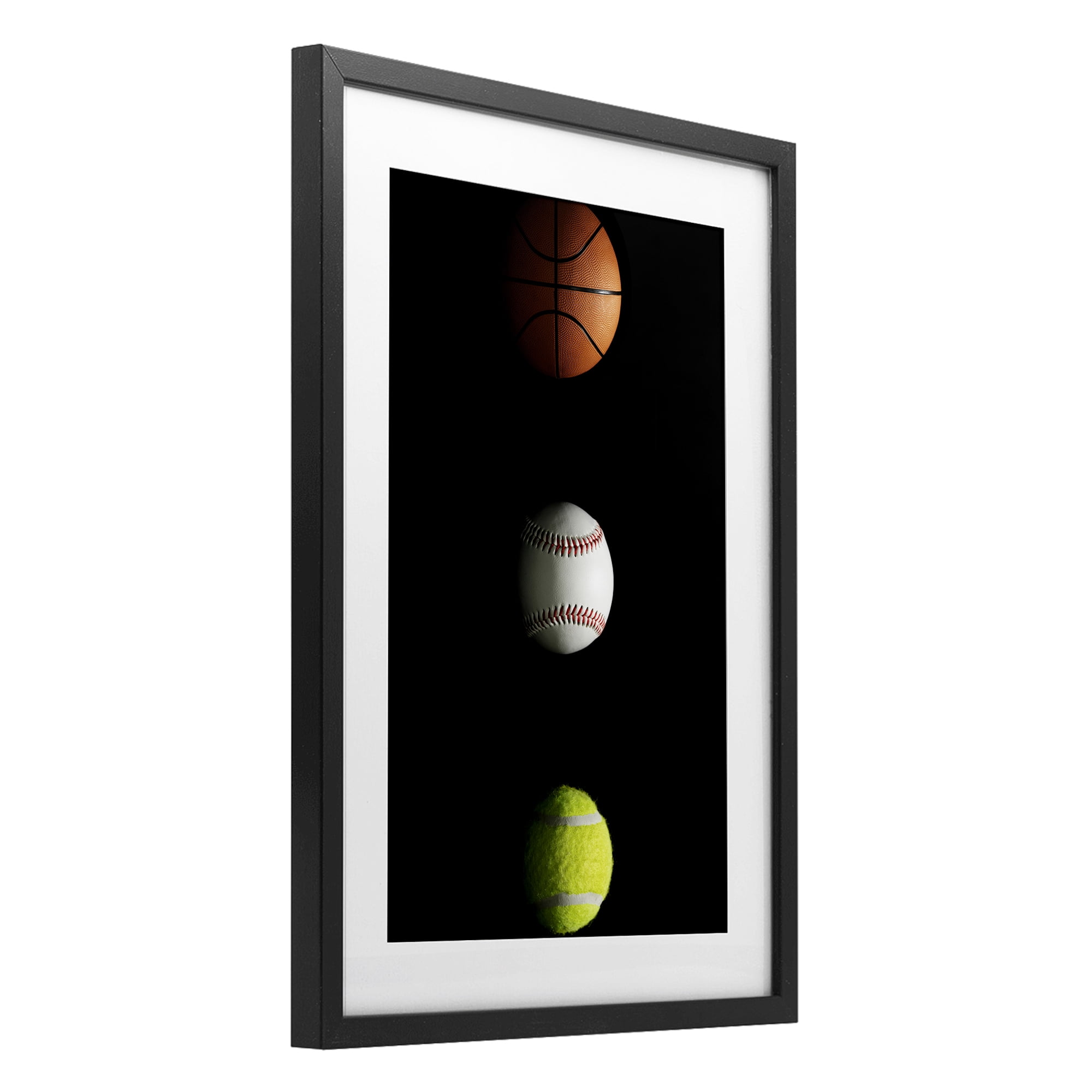 Stupell Industries Sports Balls Spotlight Black Framed Print Under Glass, design by Jesse Keith