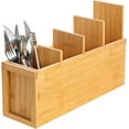 XL Wooden Bamboo Utensil Holder, 4Section Kitchen Organizer for
