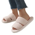 thumbnail image 3 of Hvyesh Women's Fuzzy Open Toe Slippers Indoor House Shoes Non-Slip Slip On Flat Fleece Slipper, 3 of 7