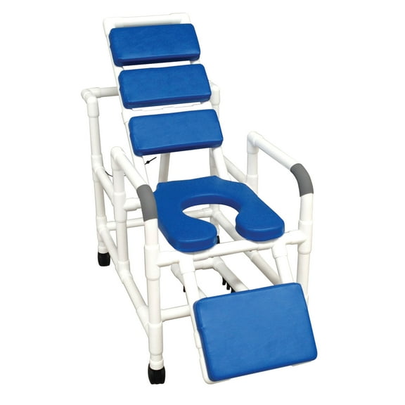 MJM International 193-SSDE-TP-BL Reclining Shower Chair with Blue Total Padding