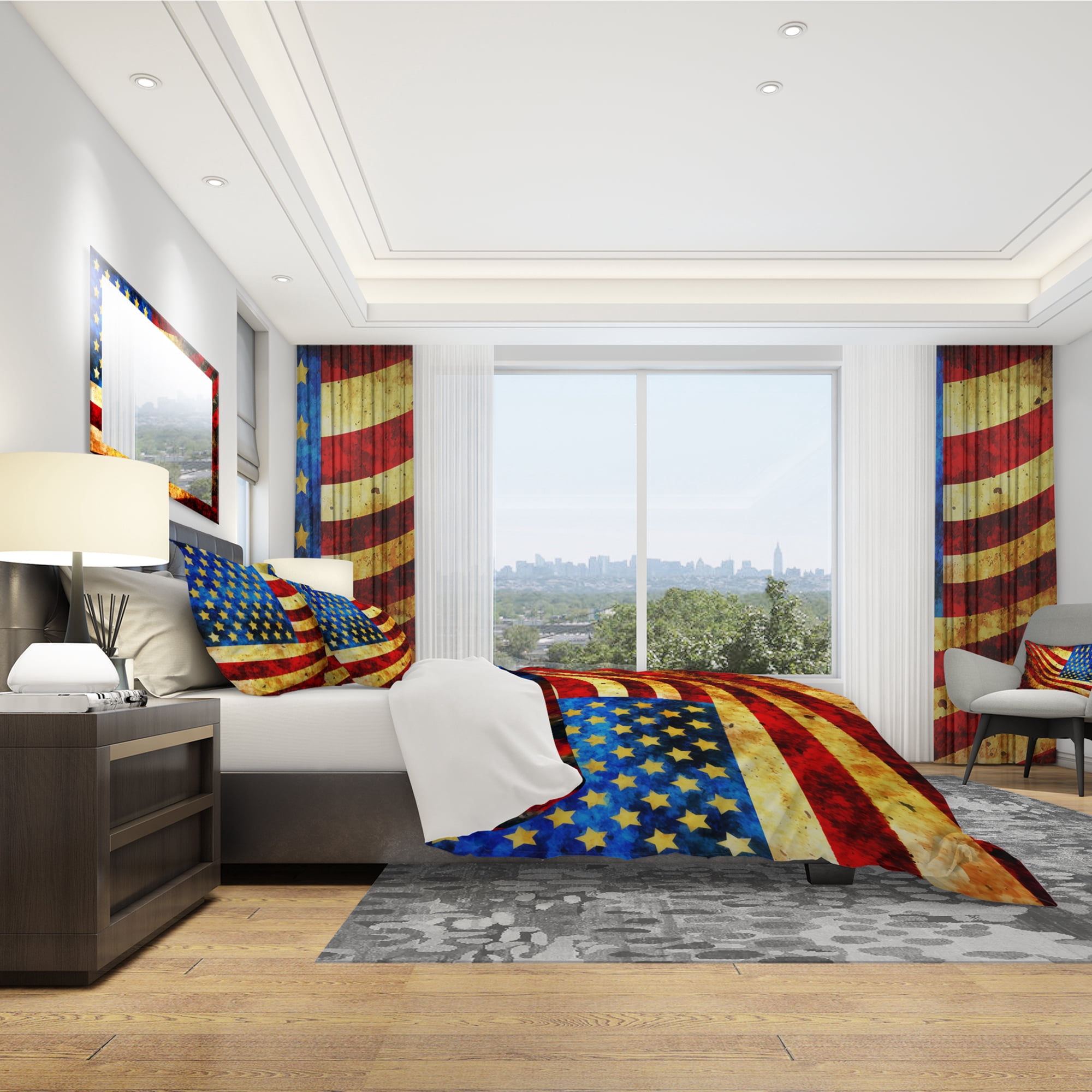 Designart 'God Bless America Flag' Modern & Contemporary Duvet Cover Set