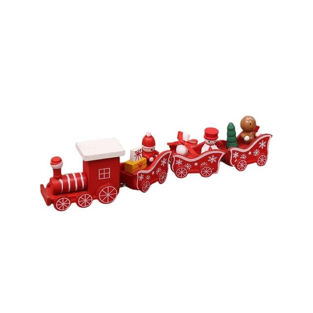 Naiovety Decoración de árbol de Navidad de tren pequeño de cuatro secciones de de Navidad El regalo de juguete temático de Navidad perfecto Kits de decoración para fiestas Rojo Naiovety HA042992-01