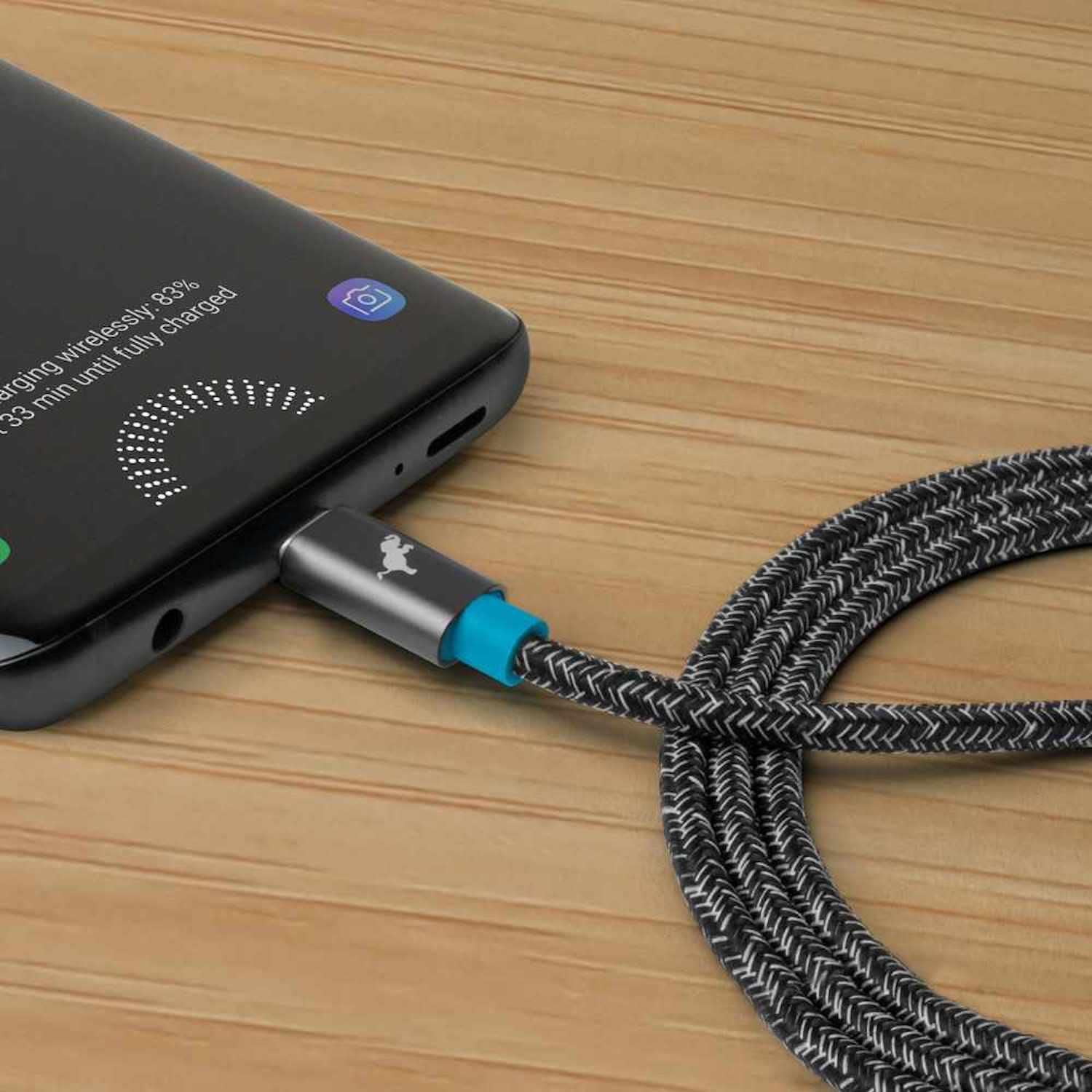 Nimble PowerKnit USB-C to USB-C 3ft 60W PD Fast Charge Cable Space Gray
