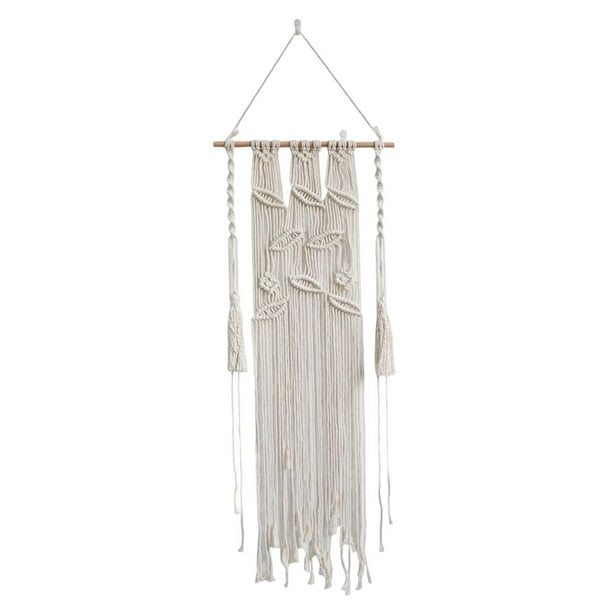 Tapiz de pared tejido de macramé nórdico con flecos, adorno bohemio, arte de pared para 45cmx110cm